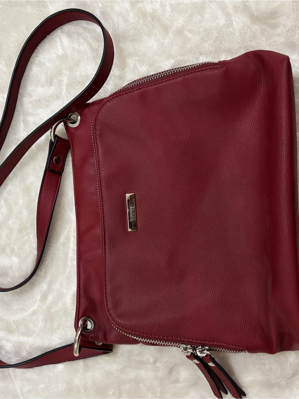 Roots Red Leather Crossbody Bag